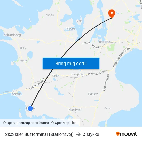 Skælskør Busterminal (Stationsvej) to Ølstykke map
