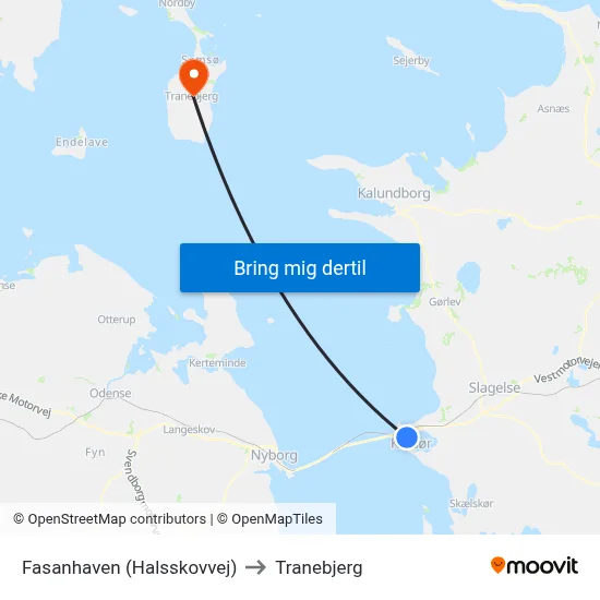 Fasanhaven (Halsskovvej) to Tranebjerg map