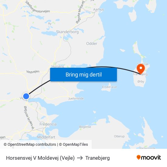 Horsensvej V Moldevej (Vejle) to Tranebjerg map