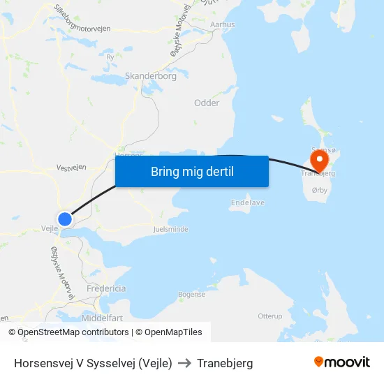 Horsensvej V Sysselvej (Vejle) to Tranebjerg map