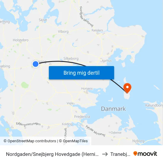 Nordgaden/Snejbjerg Hovedgade (Herning Kom) to Tranebjerg map