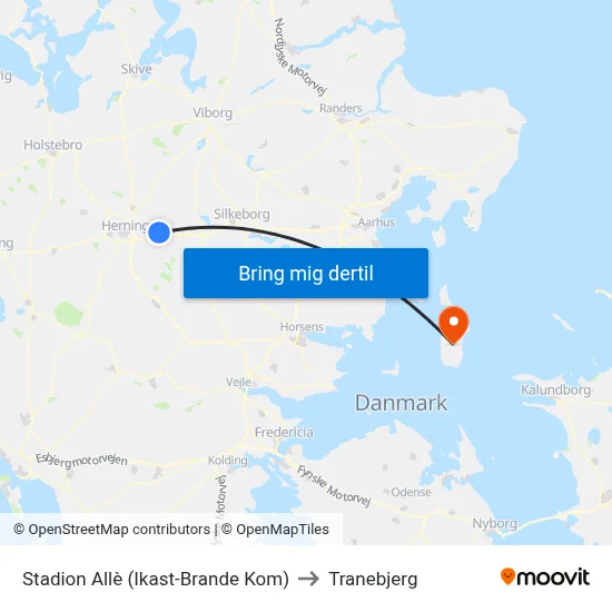 Stadion Allè (Ikast-Brande Kom) to Tranebjerg map