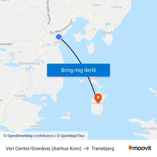 Veri Center/Grenåvej (Aarhus Kom) to Tranebjerg map