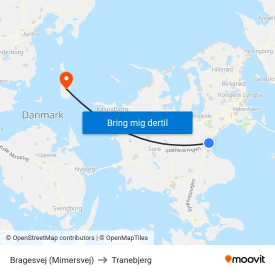 Bragesvej (Mimersvej) to Tranebjerg map