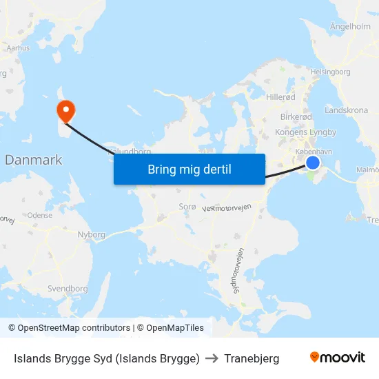 Islands Brygge Syd (Islands Brygge) to Tranebjerg map