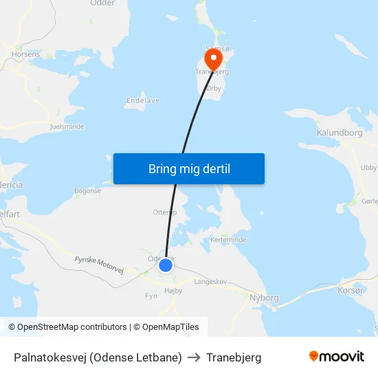 Palnatokesvej (Odense Letbane) to Tranebjerg map