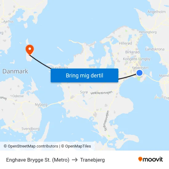 Enghave Brygge St. (Metro) to Tranebjerg map