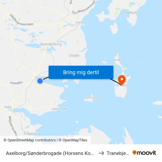 Axelborg/Sønderbrogade (Horsens Kom) to Tranebjerg map