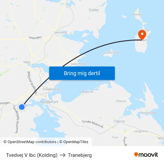 Tvedvej V Ibc (Kolding) to Tranebjerg map