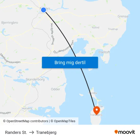 Randers St. to Tranebjerg map