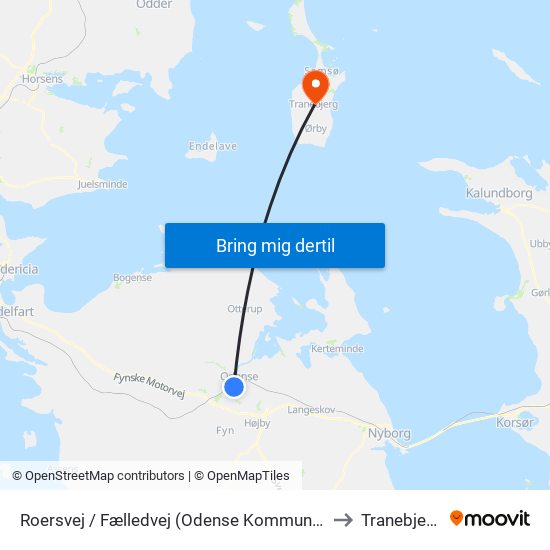 Roersvej / Fælledvej (Odense Kommune) to Tranebjerg map