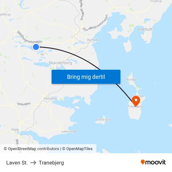 Laven St. to Tranebjerg map