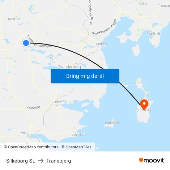 Silkeborg St. to Tranebjerg map
