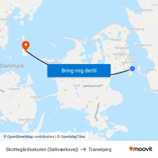 Skottegårdsskolen (Saltværksvej) to Tranebjerg map