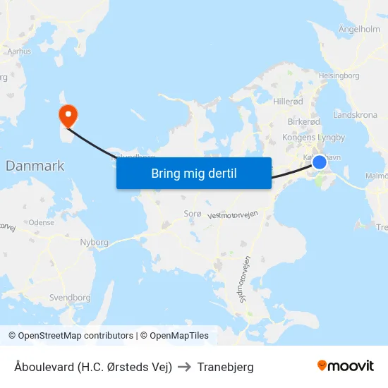Åboulevard (H.C. Ørsteds Vej) to Tranebjerg map