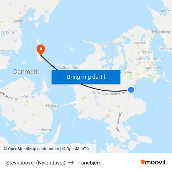 Stevnsbovej (Nylandsvej) to Tranebjerg map