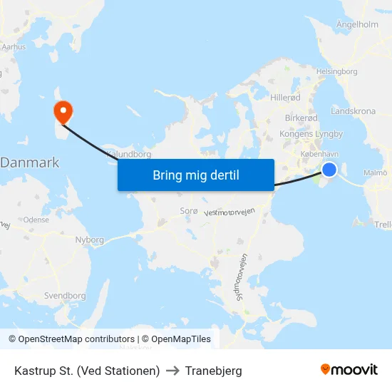 Kastrup St. (Ved Stationen) to Tranebjerg map