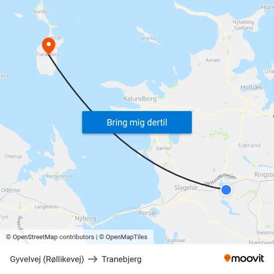 Gyvelvej (Røllikevej) to Tranebjerg map