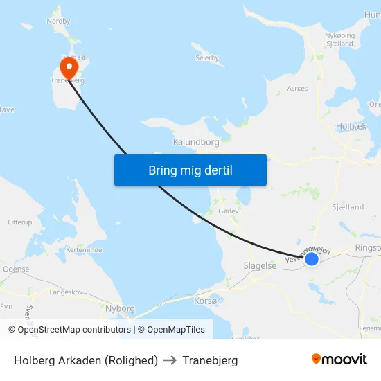 Holberg Arkaden (Rolighed) to Tranebjerg map