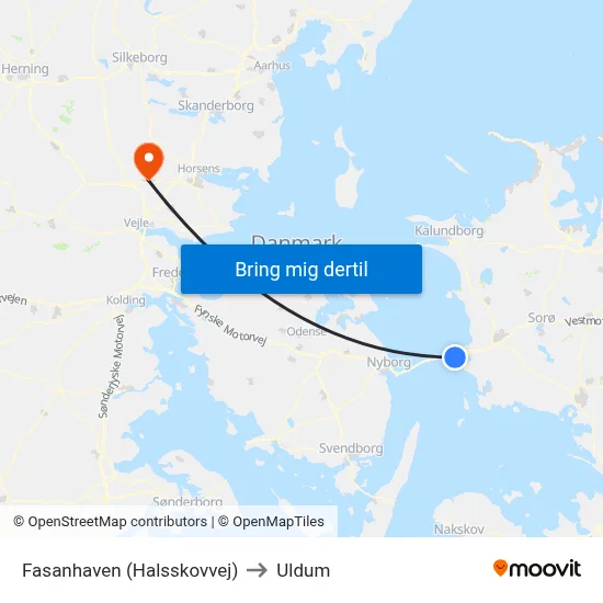 Fasanhaven (Halsskovvej) to Uldum map