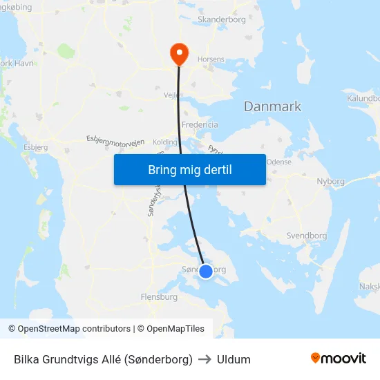 Bilka Grundtvigs Allé (Sønderborg) to Uldum map