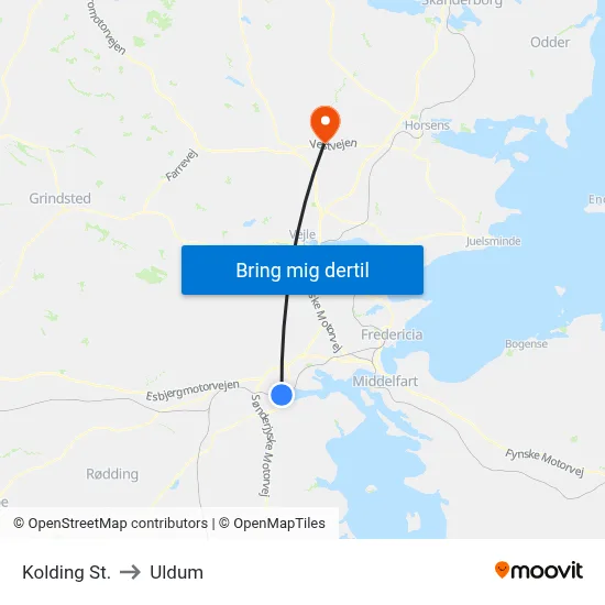 Kolding St. to Uldum map