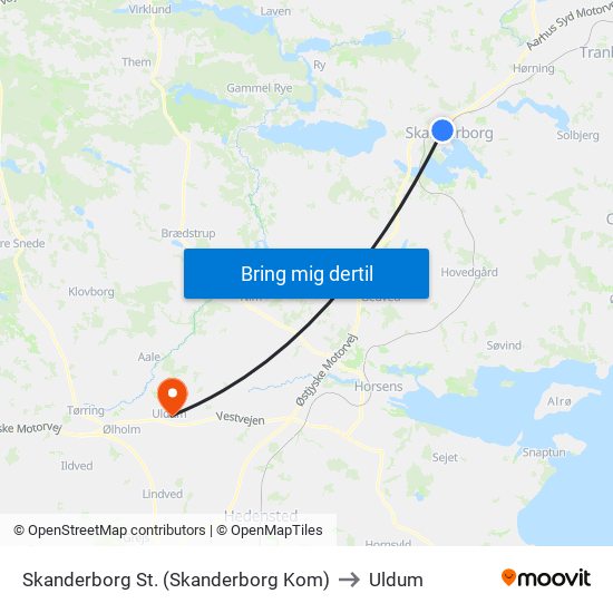 Skanderborg St. (Skanderborg Kom) to Uldum map