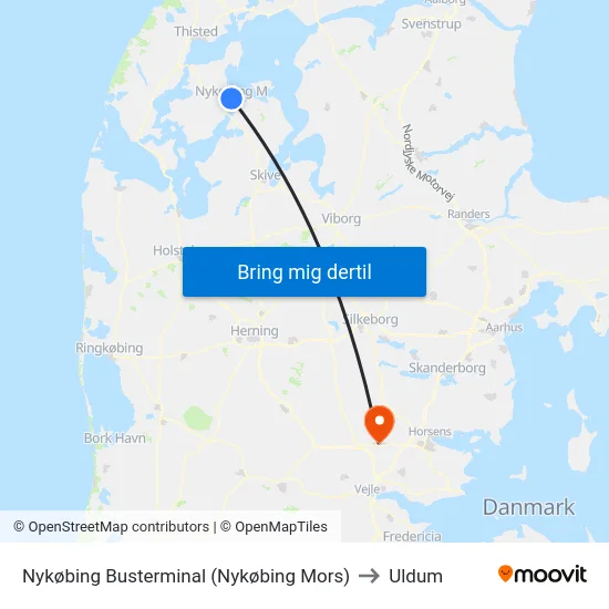 Nykøbing Busterminal (Nykøbing Mors) to Uldum map