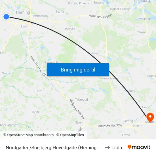Nordgaden/Snejbjerg Hovedgade (Herning Kom) to Uldum map