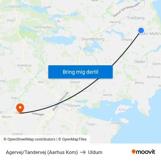 Agervej/Tandervej (Aarhus Kom) to Uldum map