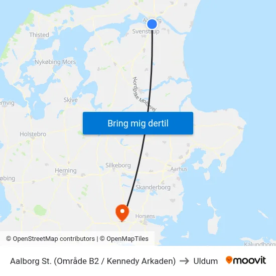 Aalborg St. (Område B2 / Kennedy Arkaden) to Uldum map
