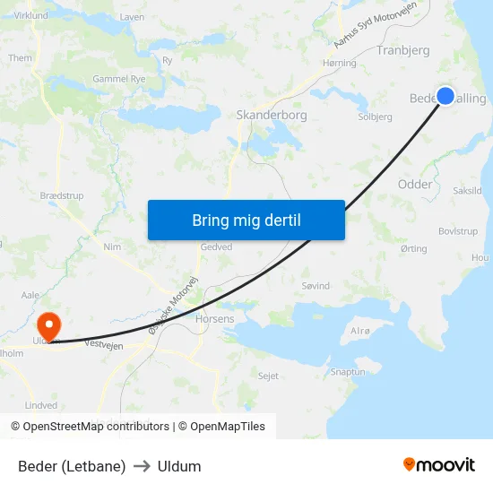 Beder (Letbane) to Uldum map
