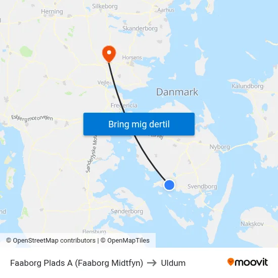 Faaborg Plads A (Faaborg Midtfyn) to Uldum map