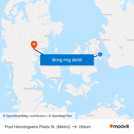 Poul Henningsens Plads St. (Metro) to Uldum map