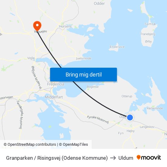 Granparken / Risingsvej (Odense Kommune) to Uldum map