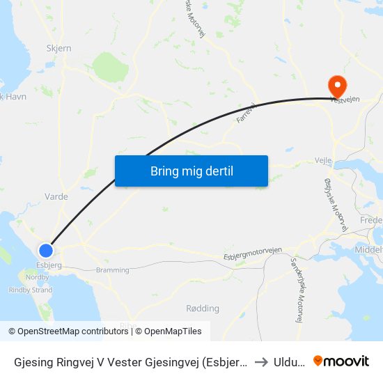 Gjesing Ringvej V Vester Gjesingvej (Esbjerg) to Uldum map