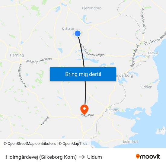 Holmgårdevej (Silkeborg Kom) to Uldum map