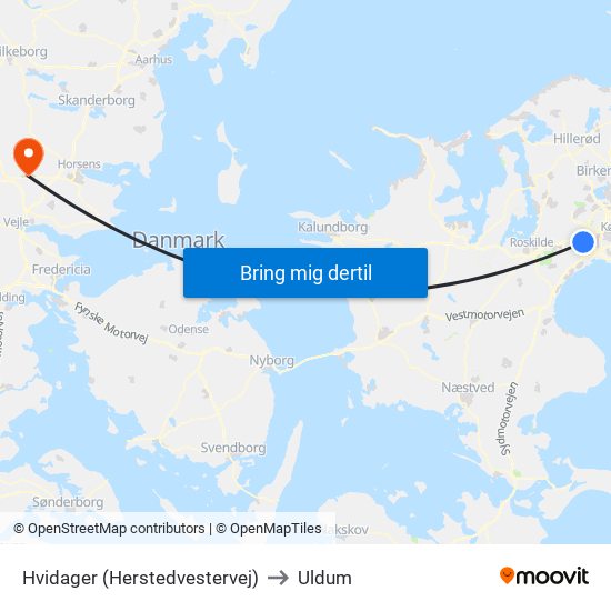Hvidager (Herstedvestervej) to Uldum map