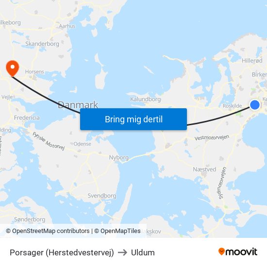 Porsager (Herstedvestervej) to Uldum map