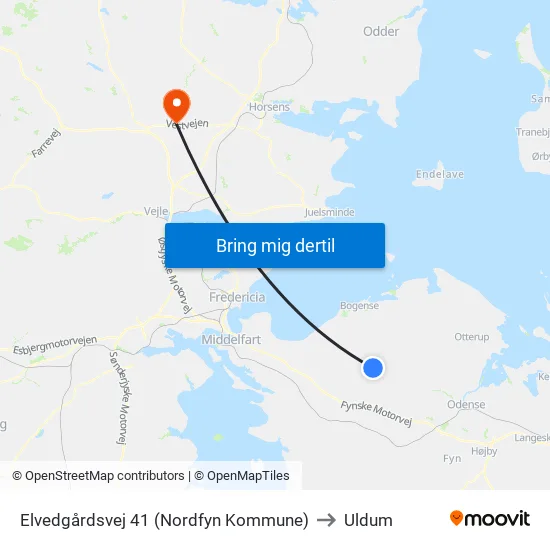Elvedgårdsvej 41 (Nordfyn Kommune) to Uldum map