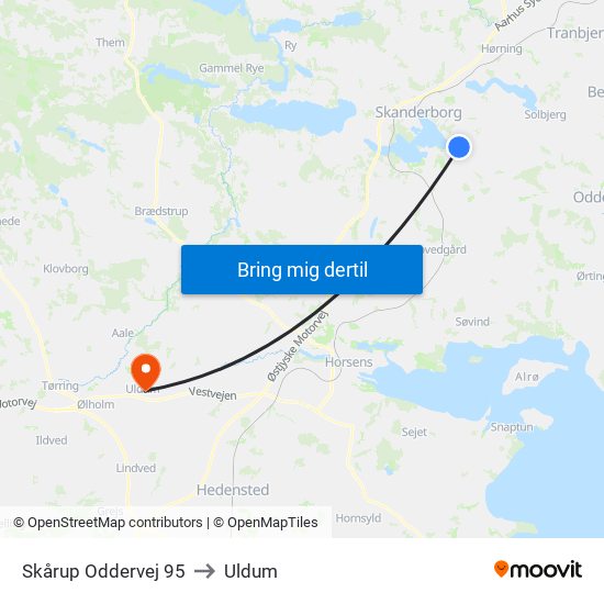 Skårup Oddervej 95 to Uldum map