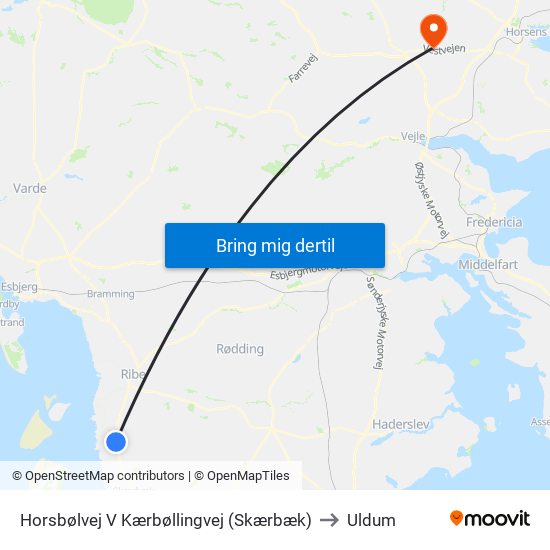 Horsbølvej V Kærbøllingvej (Skærbæk) to Uldum map