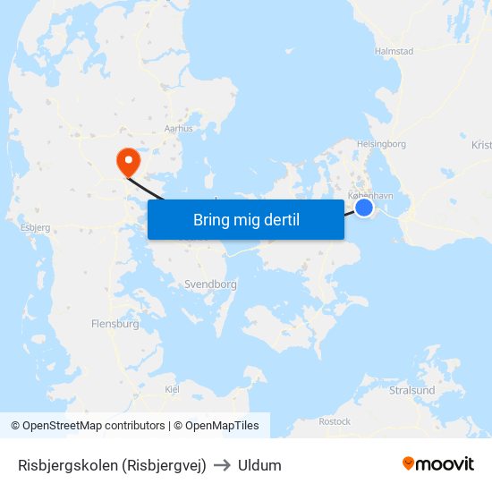 Risbjergskolen (Risbjergvej) to Uldum map