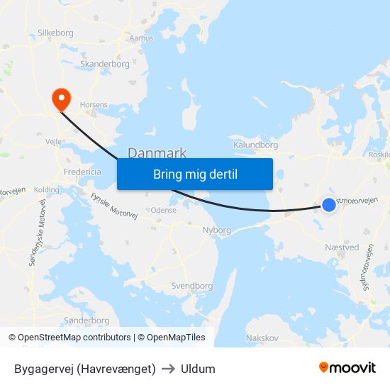 Bygagervej (Havrevænget) to Uldum map