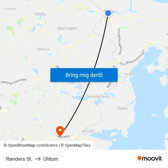 Randers St. to Uldum map