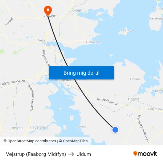 Vøjstrup (Faaborg Midtfyn) to Uldum map