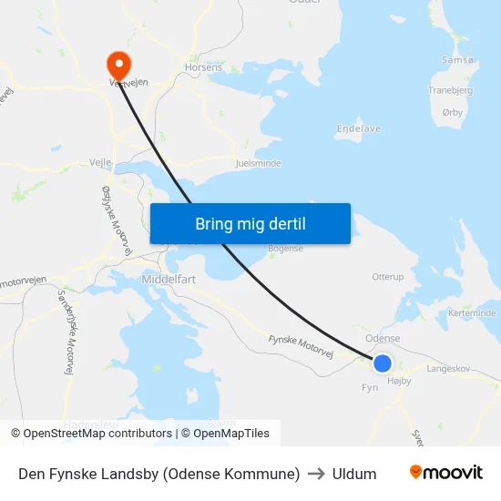 Den Fynske Landsby (Odense Kommune) to Uldum map