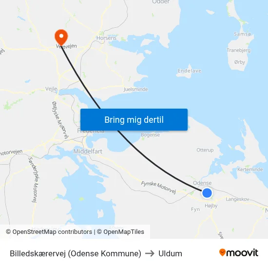 Billedskærervej (Odense Kommune) to Uldum map