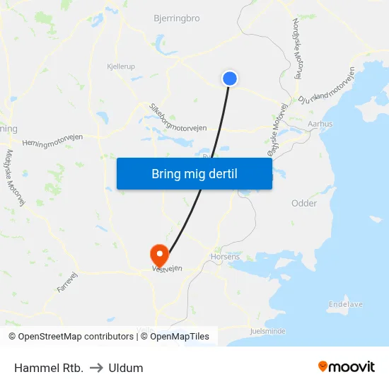 Hammel Rtb. to Uldum map