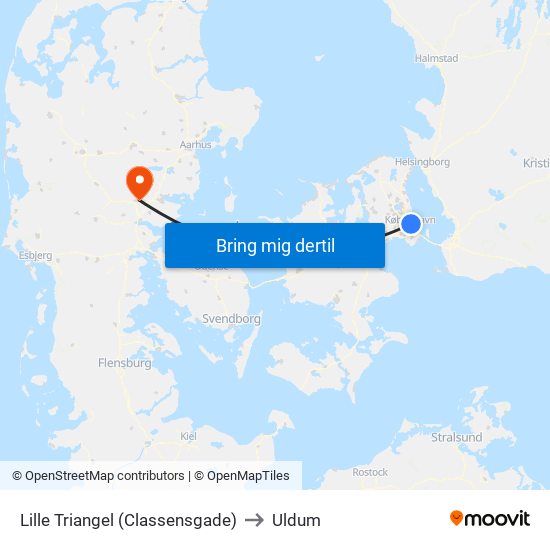 Lille Triangel (Classensgade) to Uldum map